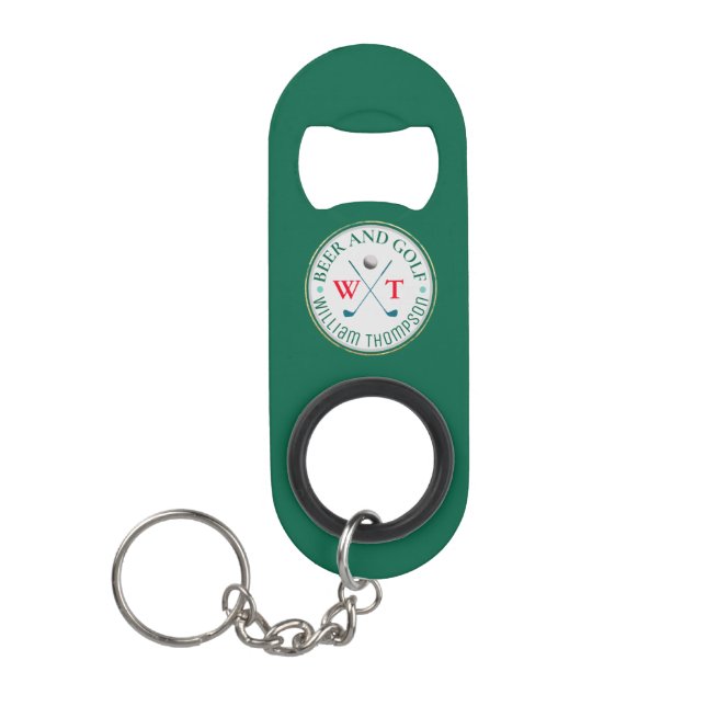 BIER AND GOLF Golf Player Green Mini Flaschenöffner (Vorderseite)