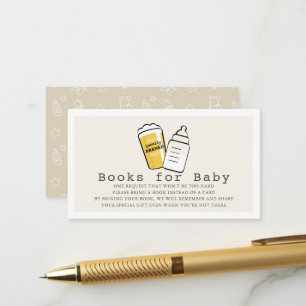 Bier & Babyflasche Beige Babyparty Buchwunsch Begleitkarte