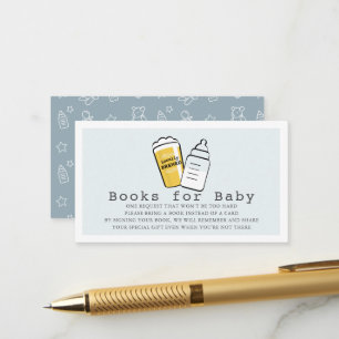 Bier & Babyflasche Blau Baby Shower Buchwunsch Begleitkarte