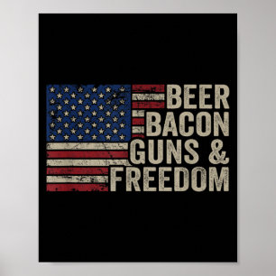 Bier Bacon Waffen & Dom - Bbq Vintage USA-Flag Poster