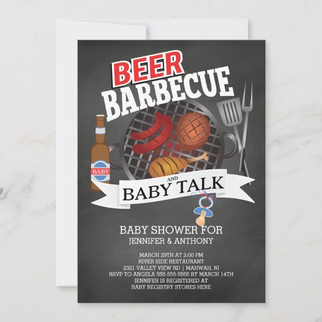 Bier Barbecue Baby Talk Baby Showroom Einladung (Vorderseite)
