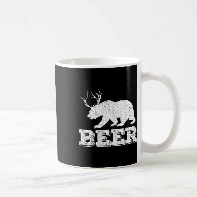 Bier Bear Deer Funny Junting Vintag Kaffeetasse (Rechts)
