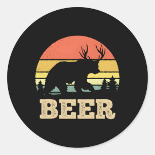 Bier Bear Deer Runder Aufkleber