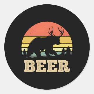 Bier Bear Deer Runder Aufkleber