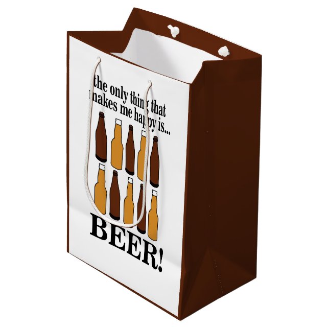 Bier Bottle Funny Beer Mittlere Geschenktüte (Vorderseite Schrägansicht)