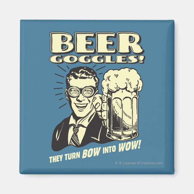 Bier-Brille: Bier in Wow verwandeln Magnet (Vorne)
