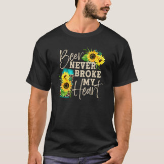 Bier Brot nie mein Herz Sonnenblumen Leopard Print T-Shirt