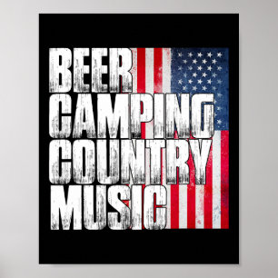 Bier Camping Country-Musik Patriotische Amerikanis Poster