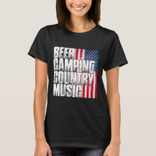 Bier Camping Country-Musik Patriotische Amerikanis T-Shirt