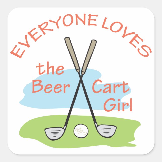Bier Cart Girl Quadratischer Aufkleber (Vorderseite)