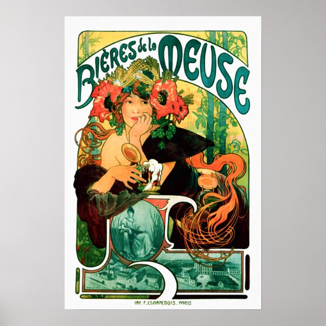 Bier der Maas Alphonse Mucha Kunst und Kultur Poster (Vorne)