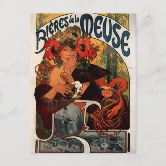 Bier der Maas von Alphonse Mucha Postkarte