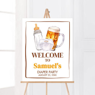 Bier Diaper Party Babydusche Begrüßung Poster