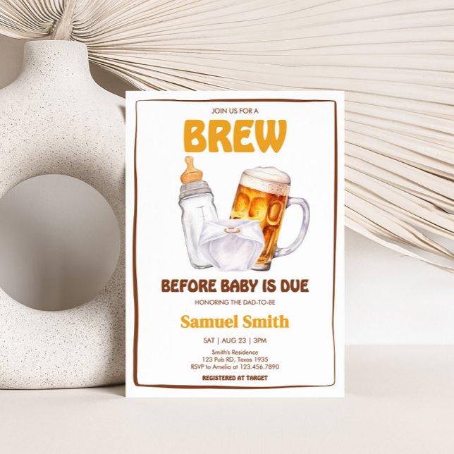 Bier Diaper Party Babydusche Einladung (Brewing Beer Diaper Party Baby Shower Invitation)