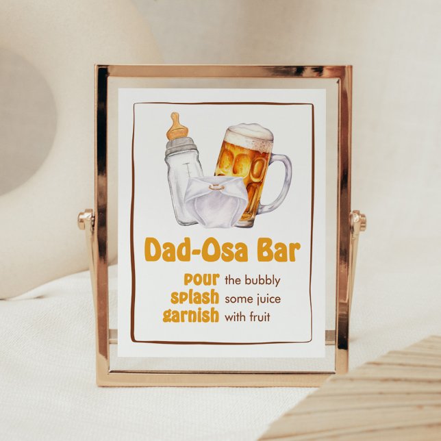 Bier Diaper Party Kinderdusche Vater-Osa Bar Poster (Beer Diaper Party Baby Shower Dad-Osa Bar Sign)