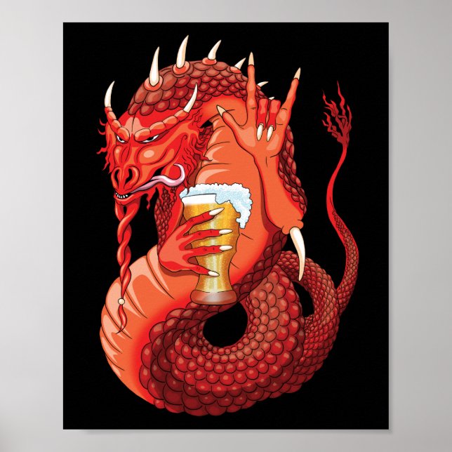 Bier Drink Dragon Poster (Vorne)