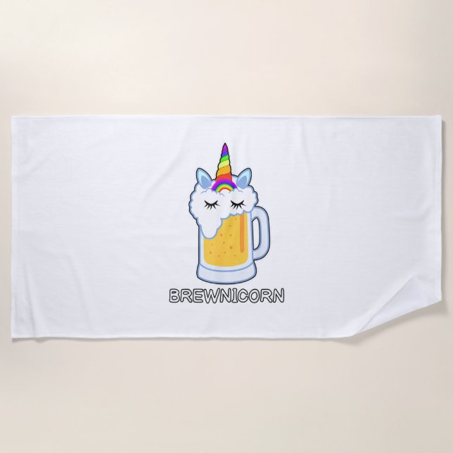 Bier Drinken Brasserie Niedliches Einhorn Party Br Strandtuch (Vorderseite)