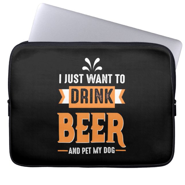 Bier Drinker Bier und Hund Laptopschutzhülle (Vorderseite)