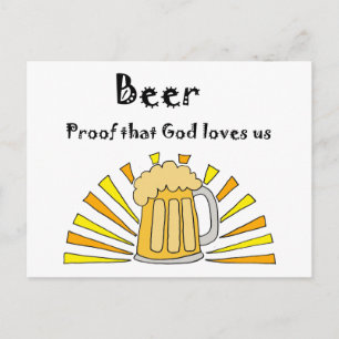 Bier Drinker Cartoon mit Tasse und Sonne Postkarte