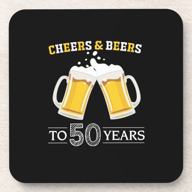 Bier Drinker Cheers und Biere bis 50 Jahre Geburts Getränkeuntersetzer (Vorderseite)