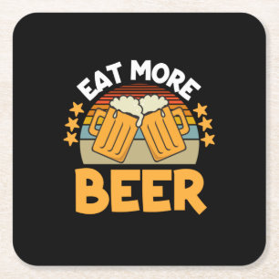 Bier Drinker essen Mehr Bier Funny trinken Geburts Rechteckiger Pappuntersetzer