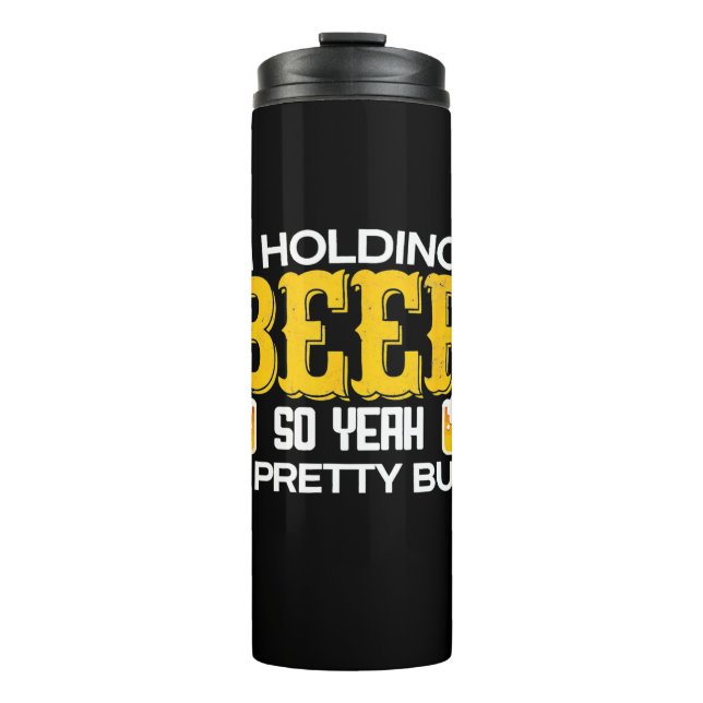 Bier Drinker Ich halte ein Bier zum Geburtstag. Thermosbecher (Vorderseite)