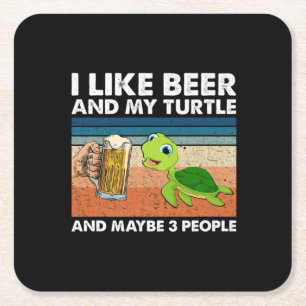 Bier Drinker Ich mag Bier und meine Schildkröte Ge Rechteckiger Pappuntersetzer
