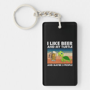 Bier Drinker Ich mag Bier und meine Schildkröte Ge Schlüsselanhänger
