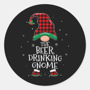 Bier Drinks Gnome Xmas Familie Matching Weihnachte Runder Aufkleber