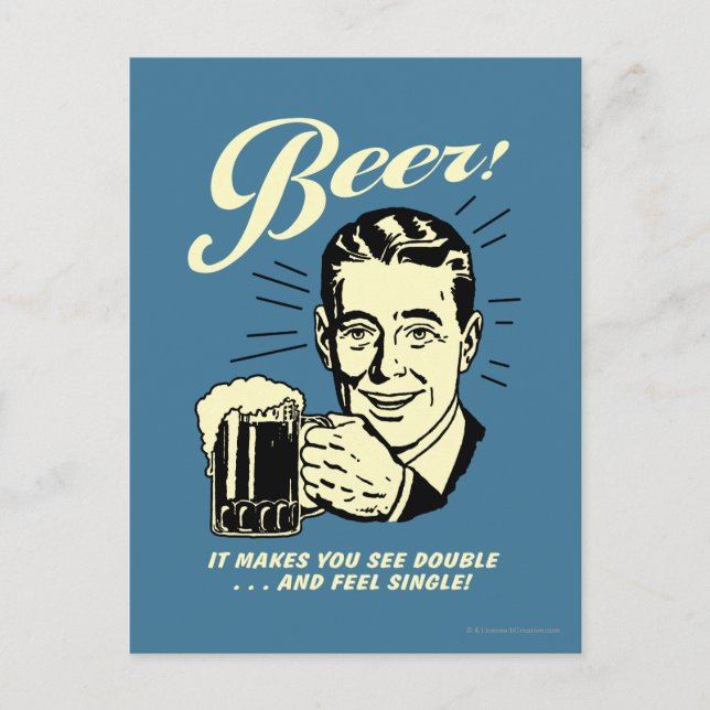 Bier: Es macht Sie doppelt sehen Postkarte (Vorderseite)