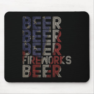 Bier Feuerwerk Retro 4. Juli Party Parade Drin Mousepad