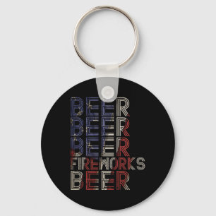 Bier Feuerwerk Retro 4. Juli Party Parade Drin Schlüsselanhänger