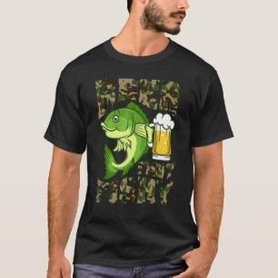 Bier Fischig Fischig Für Angler Lustige Camo Angel T-Shirt