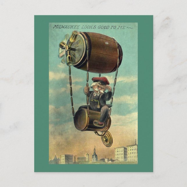 Bier-Flug über Milwaukee Postkarte (Vorderseite)