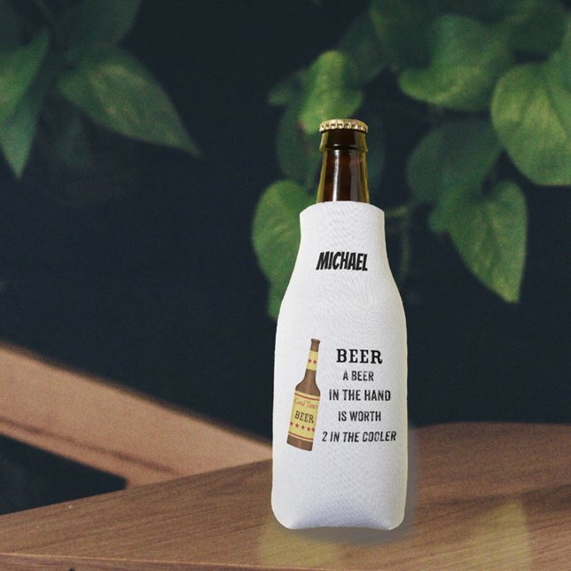 Bier Funny Sprichwort Bier in Hand Worth 2 in Cool Flaschenkühler (Von Creator hochgeladen)
