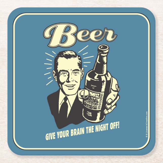 Bier: Geben Sie Ihrem Gehirn die Nacht ab Rechteckiger Pappuntersetzer (Vorderseite)