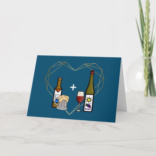 Bier gegen Wein Romantische Karte (Vorderseite)