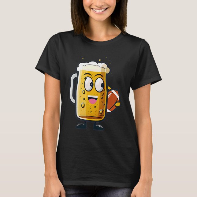 Bier Glas Football Football T-Shirt (Vorderseite)