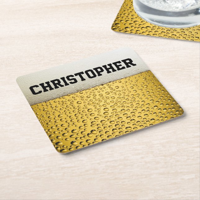 Bier-Glas personifizieren Rechteckiger Pappuntersetzer (angewinkelt)