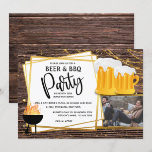 Bier Grillen String Lights DIY Foto Freunden Party Einladung