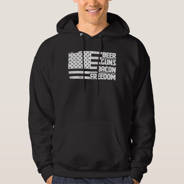 Bier Guns Bacon Freedom America Hoodie (Vorderseite)