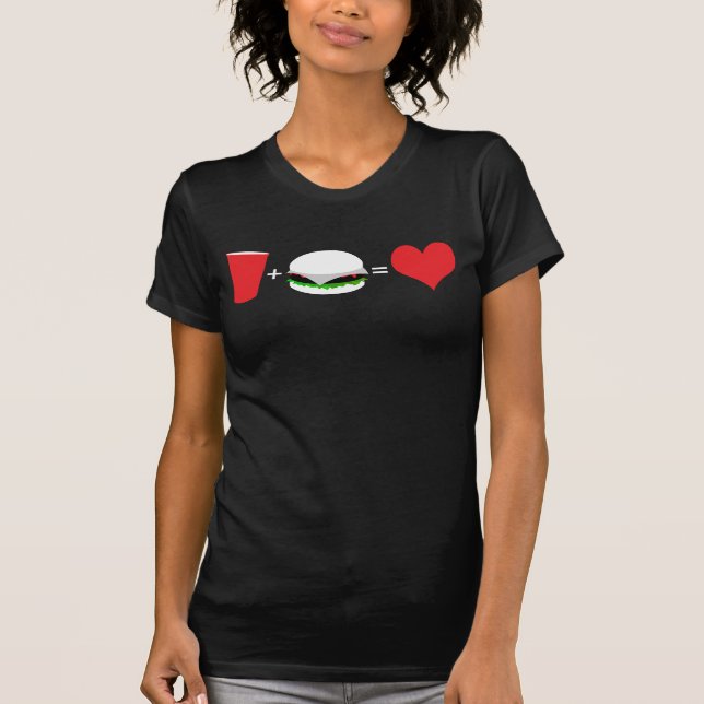 Bier + Hamburger = Liebe T-Shirt (Vorderseite)