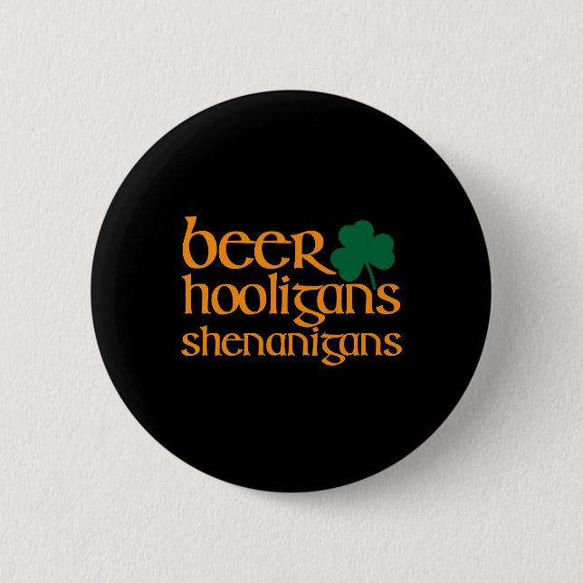 Bier Hooligans Shenanigans Kleeblatt Logo Button (Vorderseite)