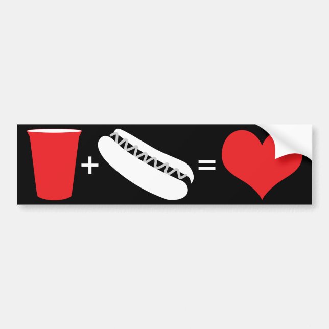 Bier + Hot dogs = Liebe Autoaufkleber (Vorne)
