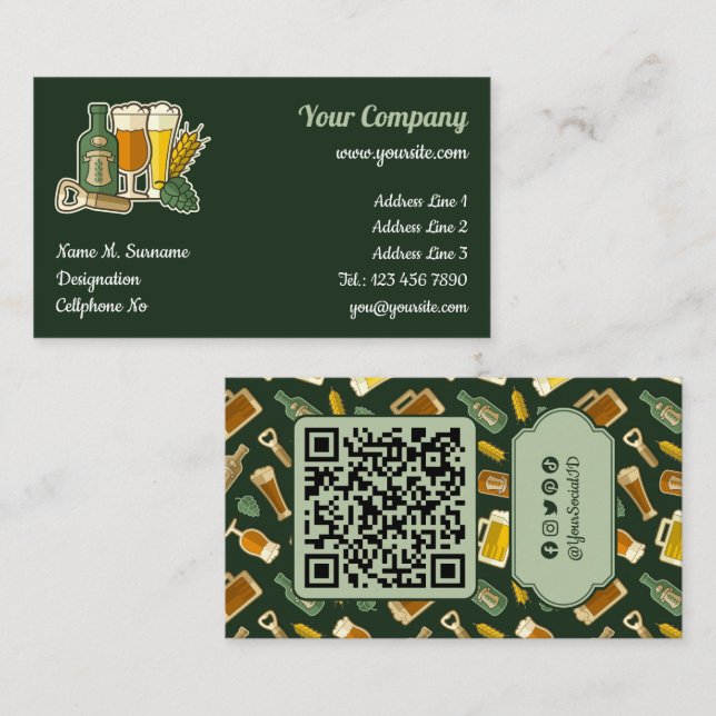 Bier Icons Business Card Visitenkarte (Vorne/Hinten)