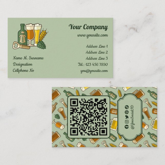 Bier Icons Business Card Visitenkarte (Vorne/Hinten)