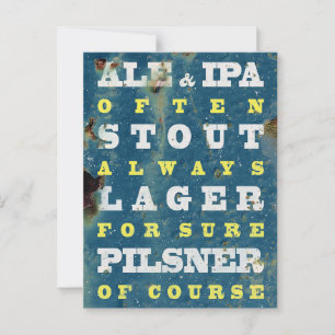 Bier immer. Vintages Bierposter. Bier Postkarte