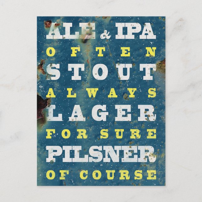 Bier immer. Vintages Bierposter. Bier Postkarte (Vorderseite)