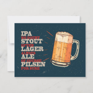 Bier immer. Vintages Bierposter. Bier Postkarte