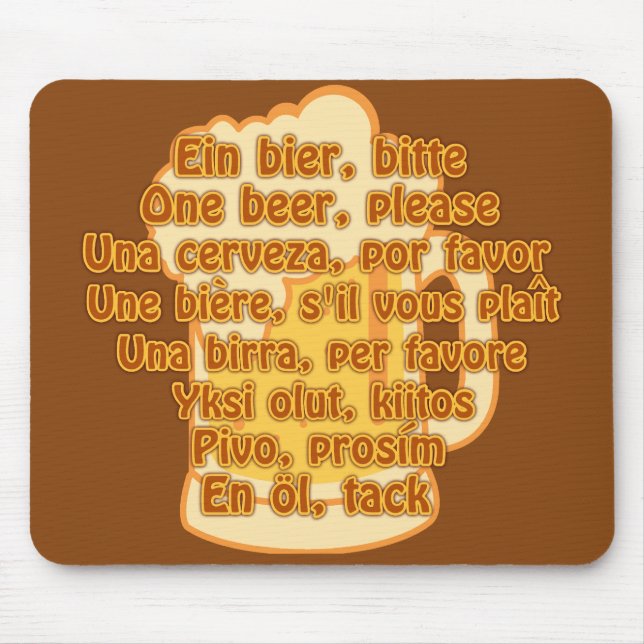 BIER in Sprachen, benutzerdefiniert mousepad (Vorne)